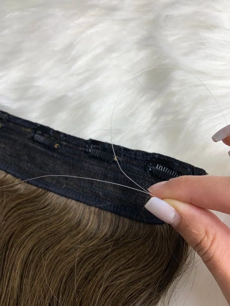 Aplique Castanho Loiro Mel (Tela Única) Tic Tac/fio Invisível 55cm Fibra de Colágeno, foto 3