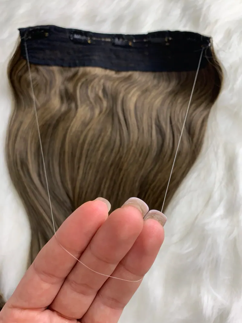 Aplique Castanho Loiro Mel (Tela Única) Tic Tac/fio Invisível 55cm Fibra de Colágeno, foto 4