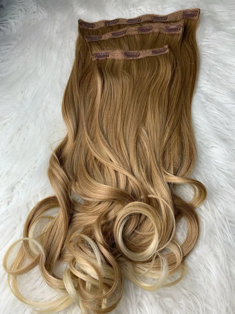Kit 3 Telas Loiro Ombre Hair Ondulado 65cm Fibra de Colágeno, foto 3