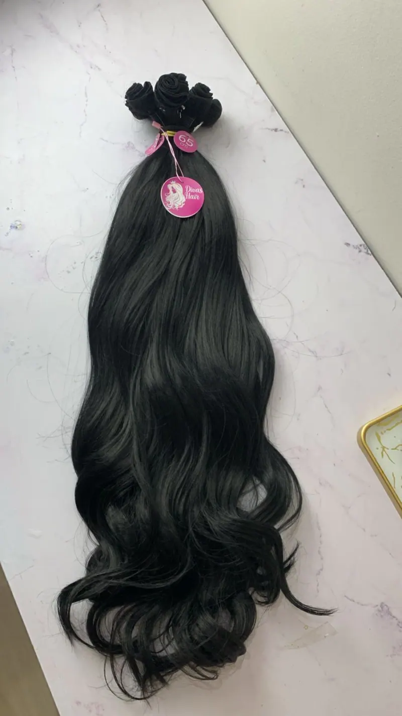 Preto Ondulado 75cm - Tela Fibra de Colágeno Colocação Fixa #01, foto 1