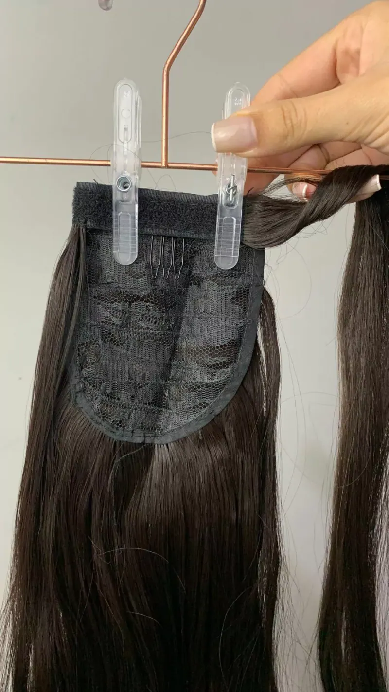 Rabo de Cavalo Ondulado Castanho Escuro #06 (Velcro) 70cm, foto 2