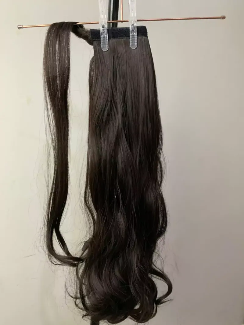 Rabo de Cavalo Ondulado Castanho Escuro #06 (Velcro) 70cm, foto 3