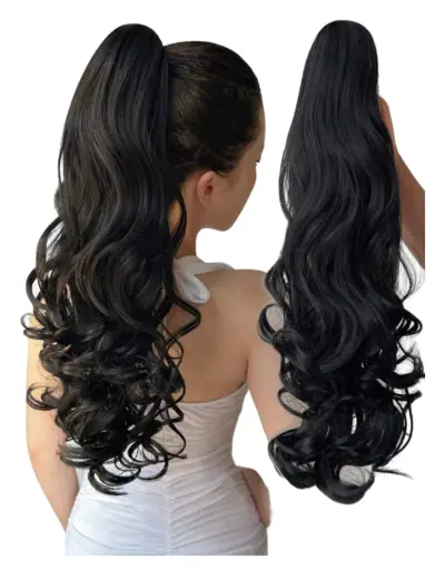 Rabo de Cavalo Ondulado Preto 70cm