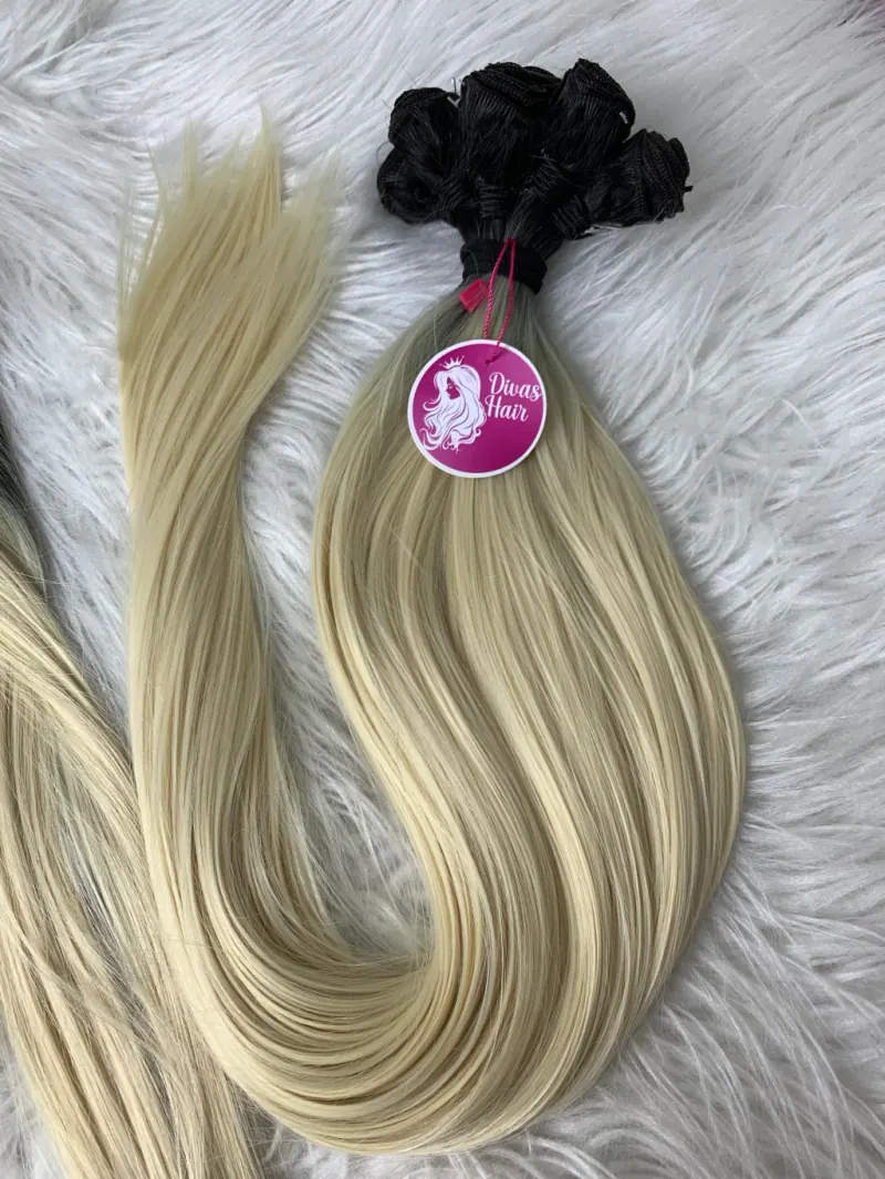Tela Fibra de Colágeno 75cm - Loiro Claríssimo Liso - (Colocação Fixa), foto 1