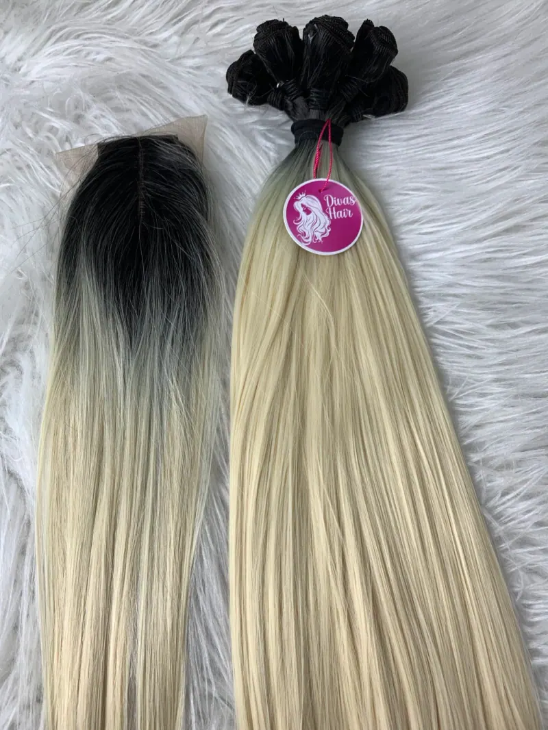 Tela Fibra de Colágeno 75cm - Loiro Claríssimo Liso - (Colocação Fixa), foto 3