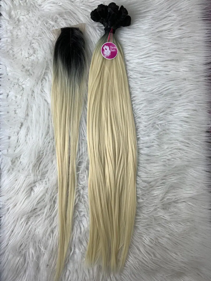 Tela Fibra de Colágeno 75cm - Loiro Claríssimo Liso - (Colocação Fixa), foto 4