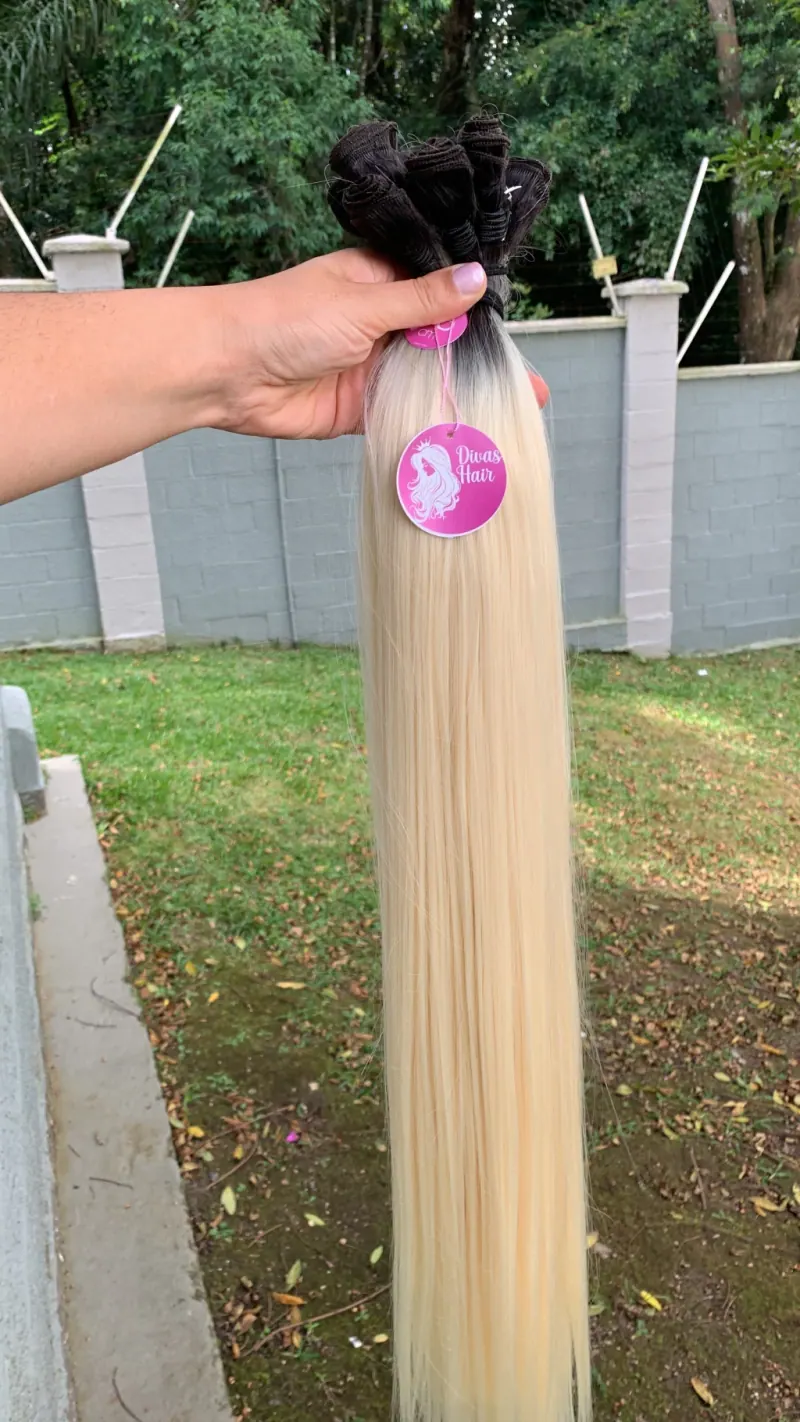 Tela Fibra de Colágeno 75cm - Loiro Claríssimo Liso - (Colocação Fixa), foto 7