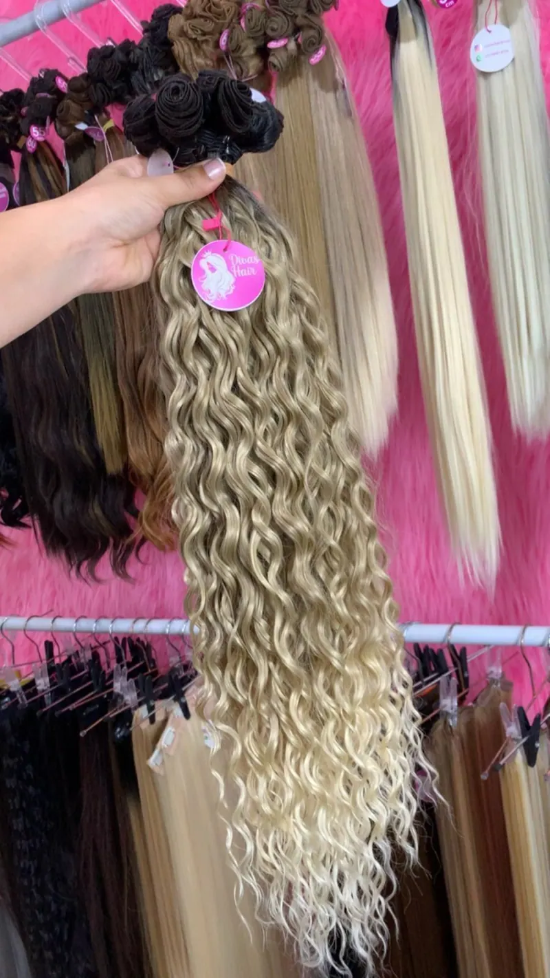 Tela Fibra de Colágeno Cacheado Loiro Ombre Hair 320g (Colocação Fixa), foto 2