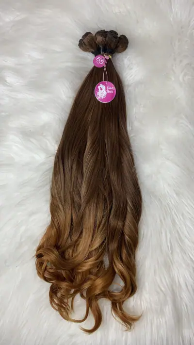 Tela Fibra de Colágeno Castanho Ombre Mel Ondulado (Colocação Fixa)