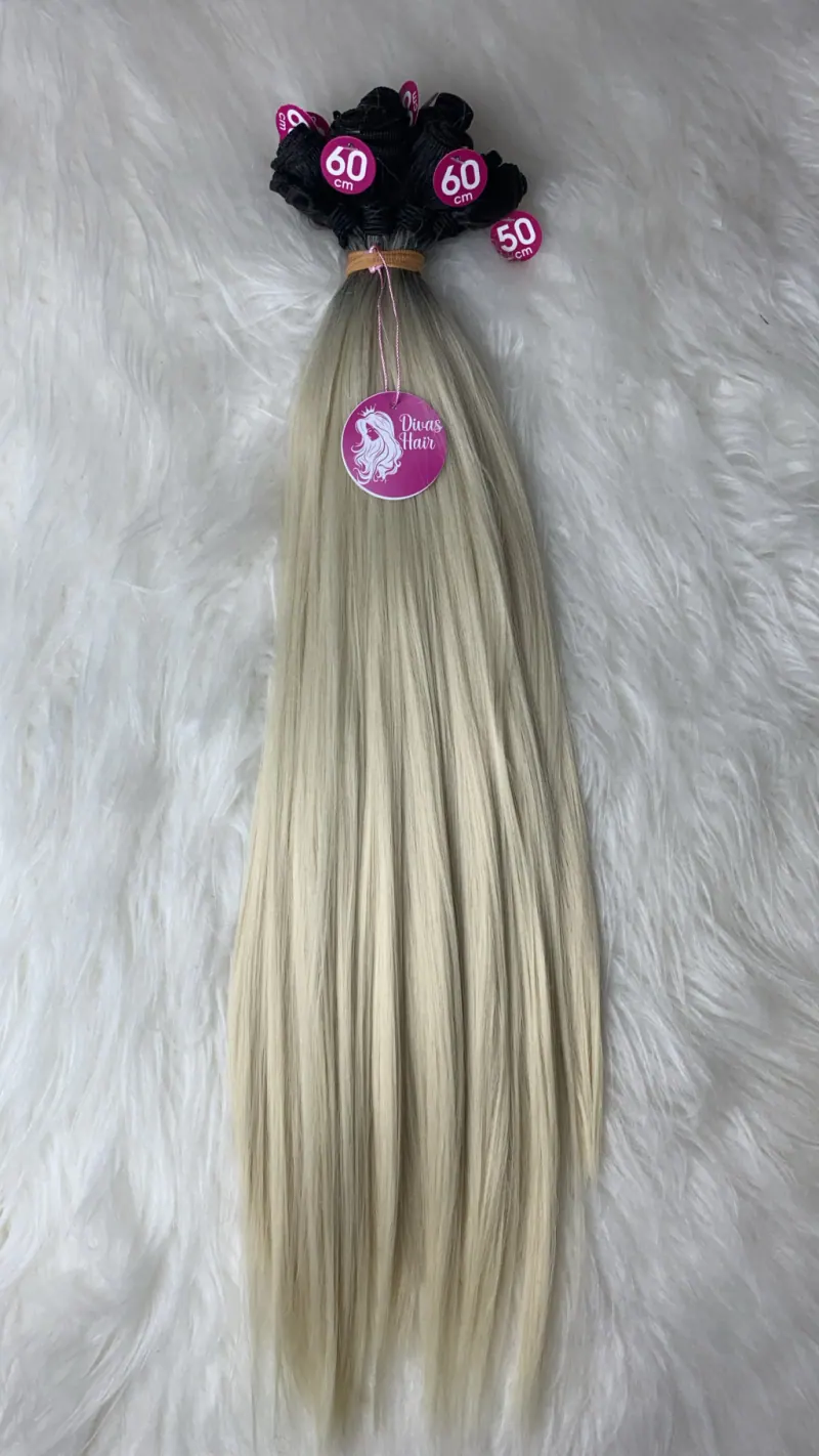 Tela Fibra de Colágeno Loiro Platinado Liso 65cm (Colocação Fixa), foto 2