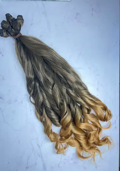 Tela Loiro Avelã com Pontas Douradas Ondulado 320g (Colocação Fixa) - Fibra de Colageno