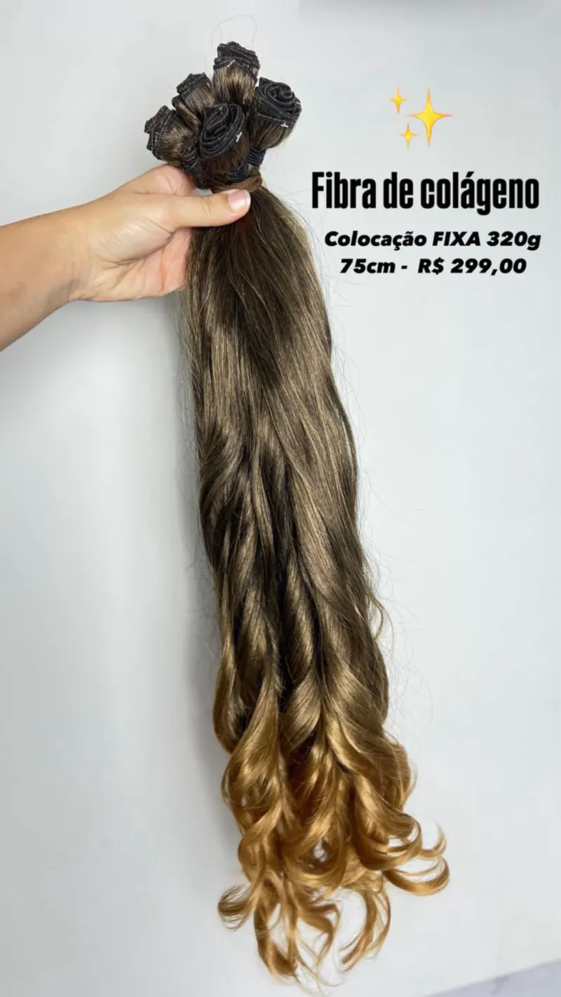 Tela Loiro Avelã com Pontas Douradas Ondulado 320g (Colocação Fixa) - Fibra de Colageno, foto 2